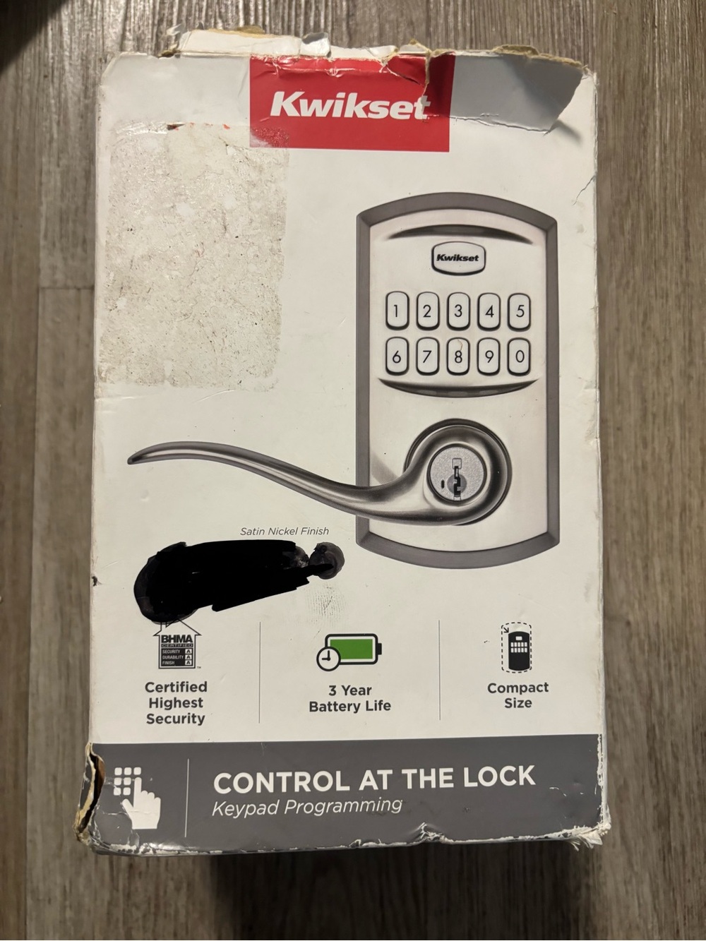 Kwikset SmartCode 917 Tustin Keypad Electronic Lever Lock Satin Nickel SmartKey